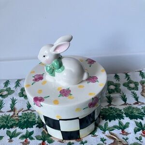 Mackenzie Childs Easter Bunny Ceramic Garden Lidded Box